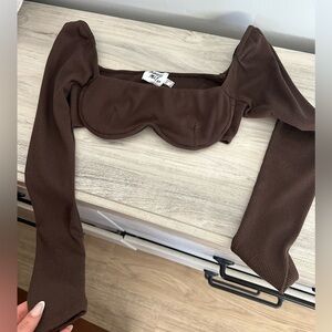 Princess Polly brown mini top (covers chest area)